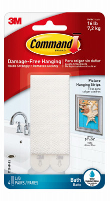 Large Bathroom Picture Hanging Strips, 4-Pk.