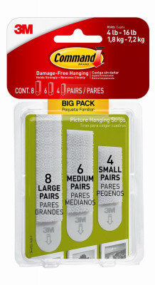 Picture Hanging Strips, Assorted Sizes, 18 Strips