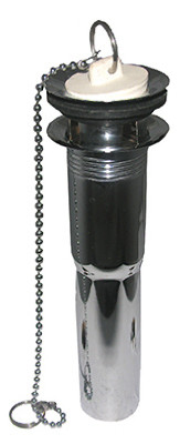 Lavatory Drain Tailpiece, Pull Out Plug, 22 Gauge, Chrome, 1-1/4 In. X 12 In.