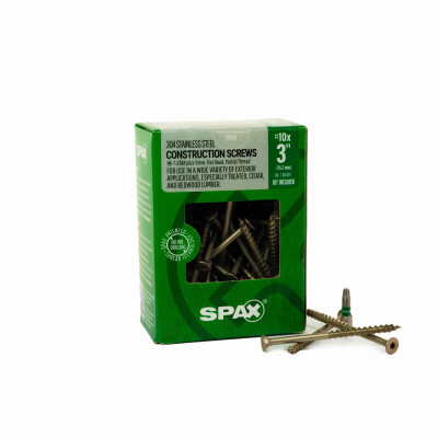#10 x 3" Exterior Flat Head 304 Stainless Steel Wood Deck Screws  Construction Torx T-Star Plus (68 EA) 1 LB