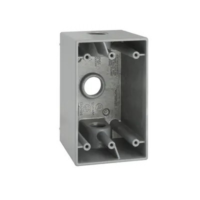 1-Gang Weatherproof Deep Box, (3) 1/2 in. Threaded Outlets, Gray