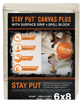 Stay Put Painters Canvas Plus, Surface Grip, Spill Block, 6 x 8-Ft.