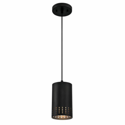 Phelps Indoor Mini Pendant Light Fixture, Matte Black, Perforated Metal Shade