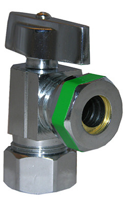 Angle Valve, Quarter Turn, Chrome, 5/8 In. O.D. Compression Inlet x 7/16 - 1/2 In. Slip Joint Outlet