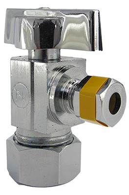 Angle Valve, Chrome, Quarter Turn, 5/8 x 1/4 In.