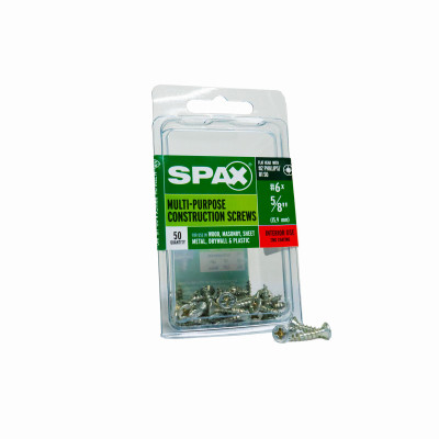 #6 x 5/8" Interior Flat Head Wood Screws Construction Phillips Square Unidrive (50 EA)