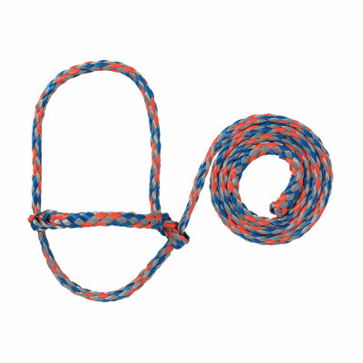 Livestock Poly Rope Sheep-Goat Halter, Adjustable, Blue/Gray/Orange