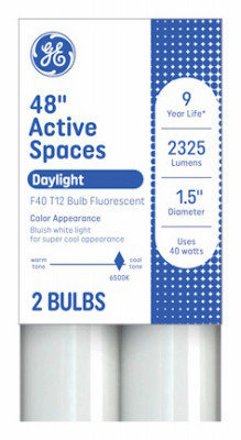 Linear T12 Fluorescent, 4 Ft., 40 Watt, 6500K, 2-Pk. (9 pieces)