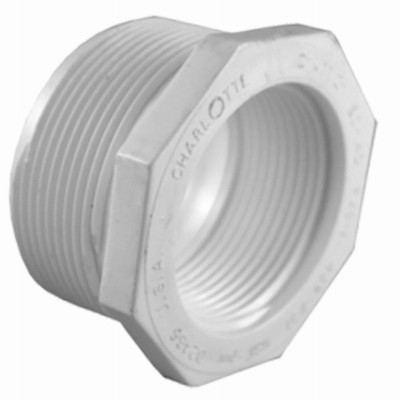 Schedule 40 PVC Reducer Bushing, White, 1-1/2 x 1/2 In., MT x FT