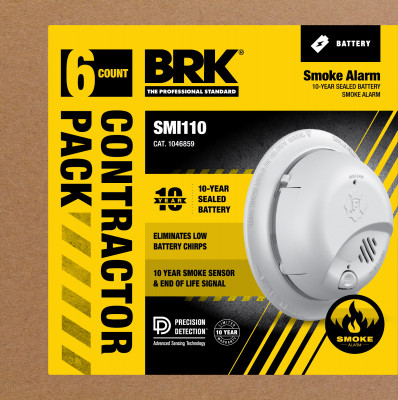 10-Year Ionization Smoke Alarm, Sealed Battery, Contractor 6-Pk.