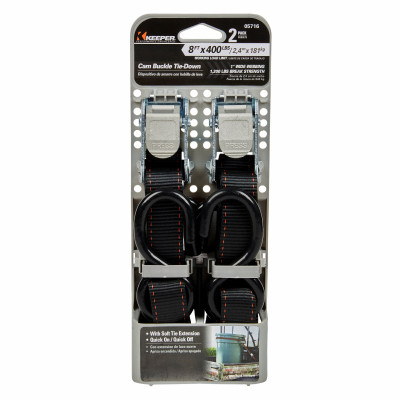 Cam Buckle Tie Down, 8 Ft., 2-Pk.