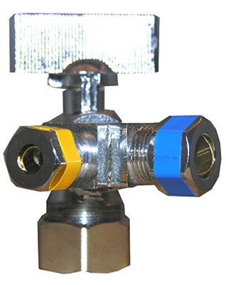 3-Way Valve, 1/2 x 3/8 x 1/4 In.