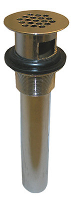 Lavatory Drain Tailpiece With Grid Strainer, Chrome-Plated Cast Brass, 1-1/4 x 6 In.