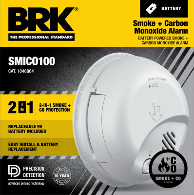 Smoke & Carbon Monoxide Combo Alarm, Battery Operated