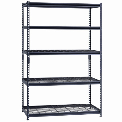 5-Tier 48"W x 24"D x 72"H Shelving Unit With Wire Shelf In Black