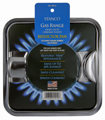 Gas Range Reflector Pan, Square, Chrome 7-3/4 In.