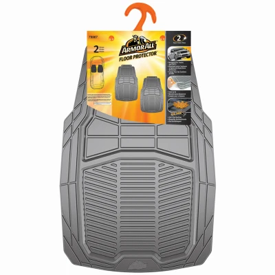 2-Pc. Universal Vehicle Floor Mat Set, Heavy Duty Grey Rubber
