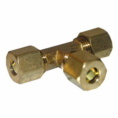 Pipe Fitting, Compression Tee, Brass, 3/8 In.