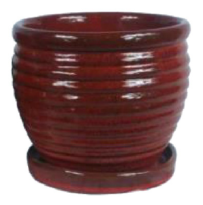 9 In. Honey Jar Planter, Ceramic, Red (2 pieces)