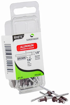 Aluminum Rivets, Short, Brown, 1/8-In. Dia., 25-Pk.