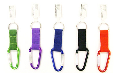 Small Carabineer & Key Ring, Nylon Strap in Assorted Colors