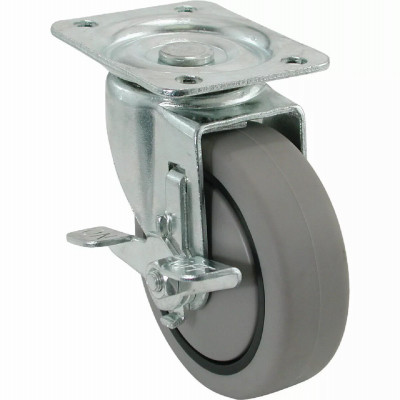 Shepherd Hardware 4 In. Thermoplastic Swivel Plate Caster with Brake