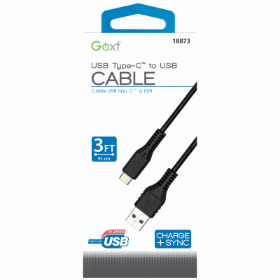 USB A to USB C Cable, Black, 3 Ft.