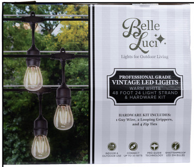 Belle Luci LED Patio String Light Kit, 24 Vintage Bulbs, 48 Ft.