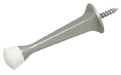 Doorstop, Wall-Mount, Rigid, Square, Satin Nickel, 3 In.
