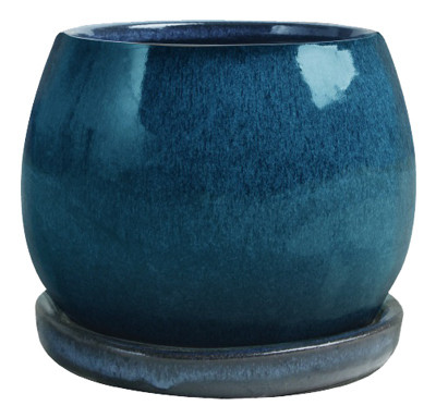 6 In. Artisan Planter, Ceramic, Aqua Blue (4 pieces)