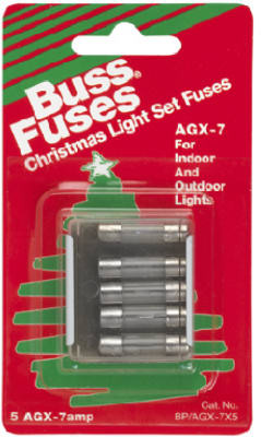 Glass Tube Christmas Light Fuse, Type AGX, 7-Amp, 125-Volt, 5-Pk.