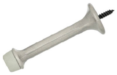 Doorstop, Wall-Mount, Rigid, Heavy-Duty, Satin Nickel, 3 In.