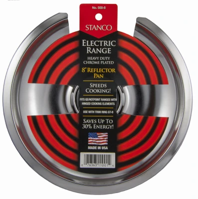 Electric Range Reflector Pan, Chrome, 8 In.