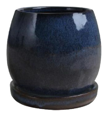 8 In. Artisan Planter, Ceramic, Drip Blue (2 pieces)