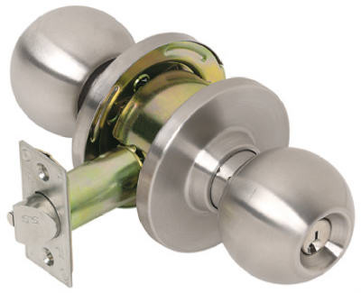 Satin Stainless-Steel Entry Ball Knob Lock