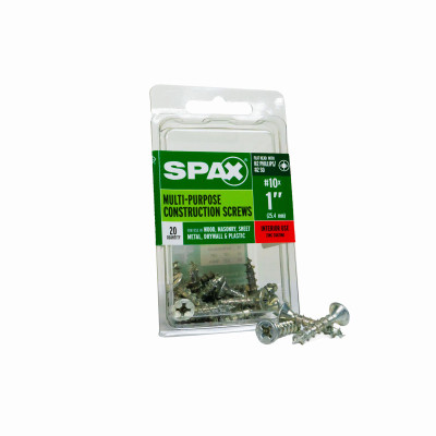#10 x 1" Interior Flat Head Wood Screws Construction Phillips Square Unidrive (20 EA)