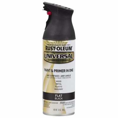 Universal Paint & Primer Spray Paint, Black Flat, 12-oz
