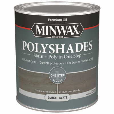 Polyshades Stain & Poly Finish, Gloss Slate, Qt.