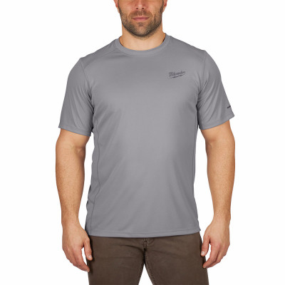 Workskin Performance Shirt, Lightweight, Moisture Wicking Poly, Gray, L