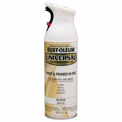 Universal Paint & Primer Spray Paint, White Gloss, 12-oz.