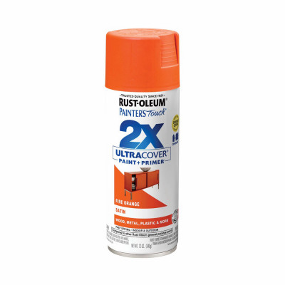 Painter's Touch 2X Spray Paint, Satin Fire Orange, 12 oz.