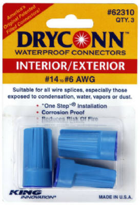 Wire Connector, Waterproof, Safety Sealed, 600-1000V, Aqua Blue/Red, 3-Pk.