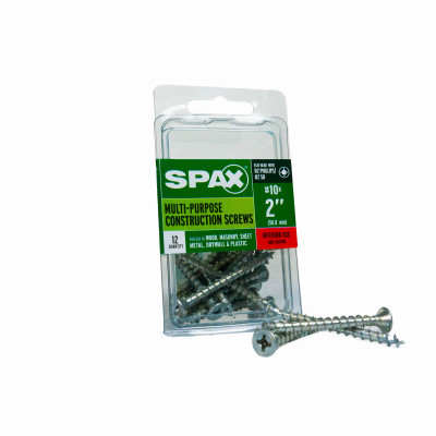 #10 x 2" Interior Flat Head Wood Screws Construction Phillips Square Unidrive (12 EA)