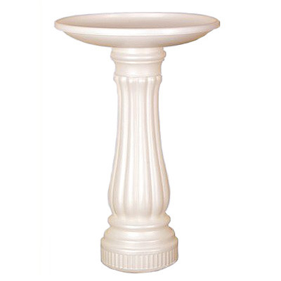 Bird Bath, Round, White ResIn. (6 pieces)