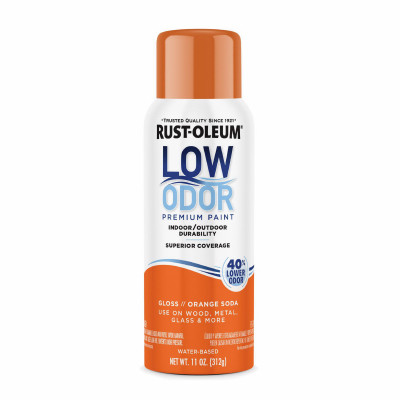 Low Odor Water-Based Spray Paint, Orange Soda, Gloss, 11 oz