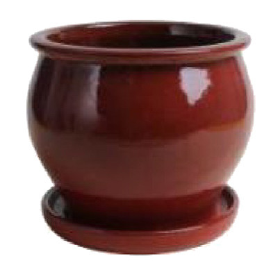 8 In. Studio Planter, Ceramic, Red (2 pieces)