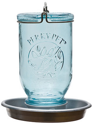 Wild Bird Waterer, Antique Blue Mason Jar (2 pieces)