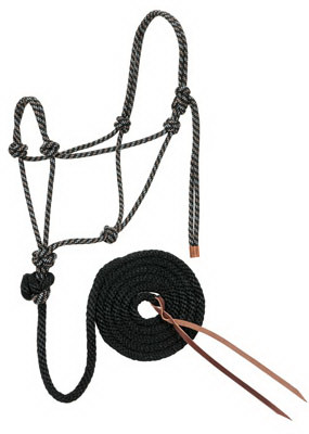 Horse Halter, Black/Tan, 1/2 In. x 10 Ft.