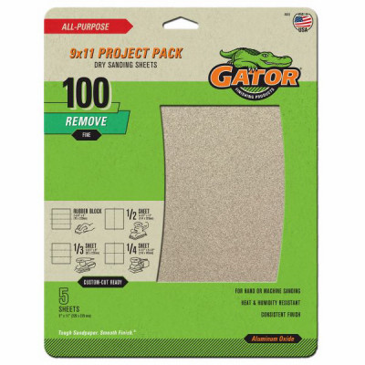 Sandpaper, Medium 100-Grit, 9 x 11-In., 5-Pk.