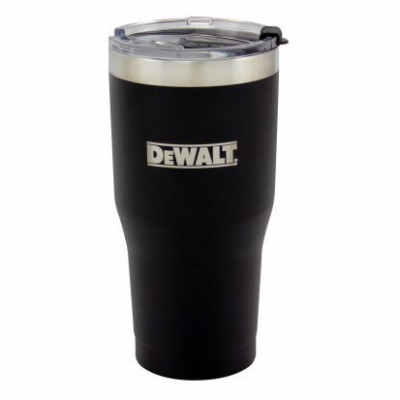 Logo Travel Tumbler, Insulated Black Stainless Steel, 30 oz.